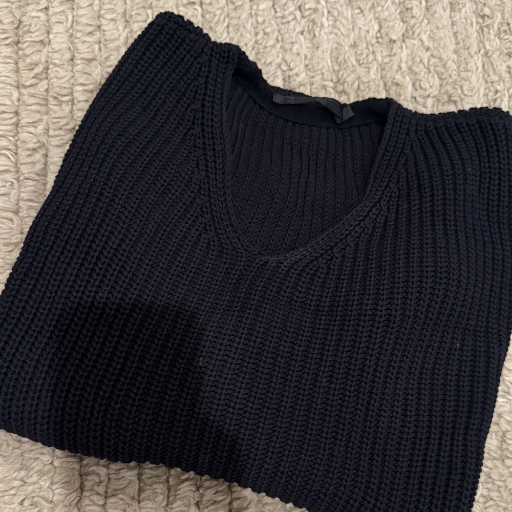 Jenni Kayne Black V-Neck Sweater cotton oversized long